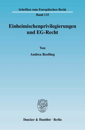 Cover: Einheimischenprivilegierungen und EG-Recht