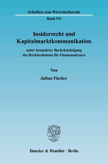 Cover: Insiderrecht und Kapitalmarktkommunikation