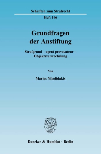 Cover: Grundfragen der Anstiftung