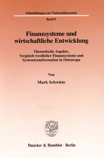 Cover: Finanzsysteme und wirtschaftliche Entwicklung