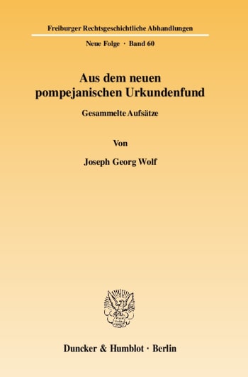 Cover: Aus dem neuen pompejanischen Urkundenfund