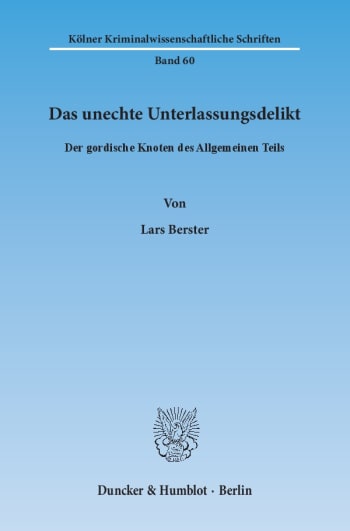 Cover: Das unechte Unterlassungsdelikt