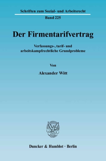 Cover: Der Firmentarifvertrag