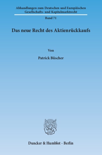 Cover: Das neue Recht des Aktienrückkaufs