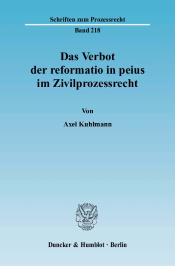 Cover: Das Verbot der reformatio in peius im Zivilprozessrecht