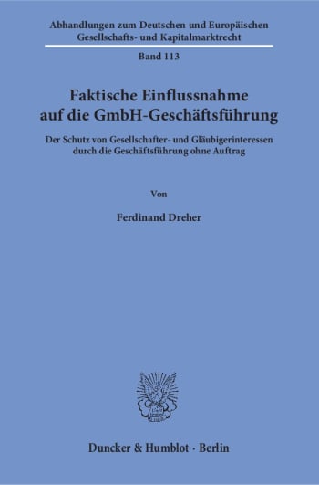 Cover: Faktische Einflussnahme auf die GmbH-Geschäftsführung