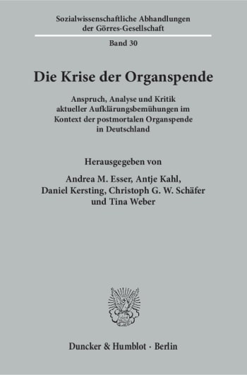 Die Krise Der Organspende Duncker Humblot