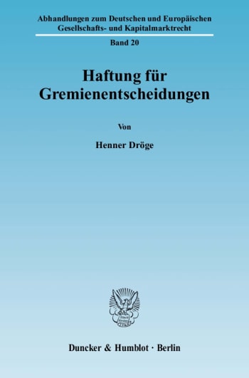 Cover: Haftung für Gremienentscheidungen