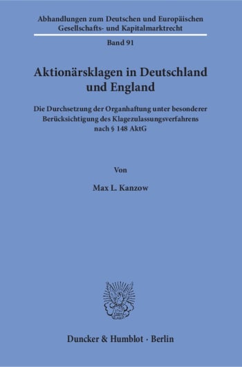 Cover: Aktionärsklagen in Deutschland und England