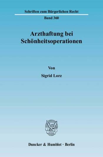 Cover: Arzthaftung bei Schönheitsoperationen