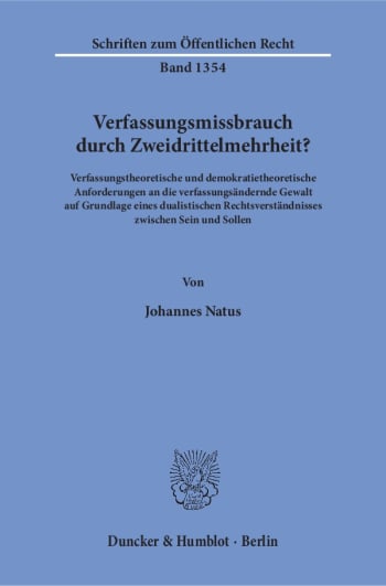 Cover: Verfassungsmissbrauch durch Zweidrittelmehrheit?