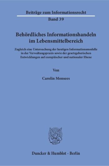 Cover: Behördliches Informationshandeln im Lebensmittelbereich