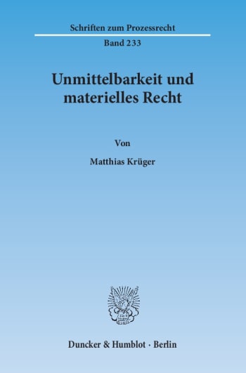 Cover: Unmittelbarkeit und materielles Recht