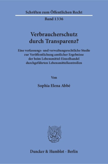 Cover: Verbraucherschutz durch Transparenz?