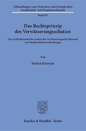 Cover: Das Rechtsprinzip des Verwässerungsschutzes