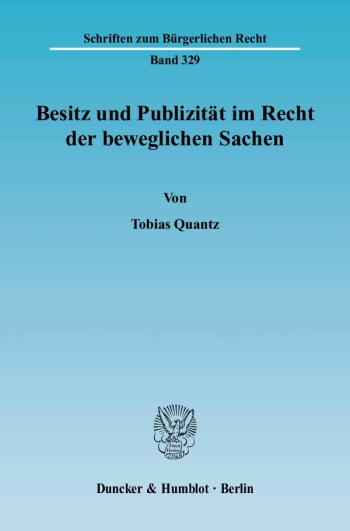 Cover: Besitz und Publizität im Recht der beweglichen Sachen