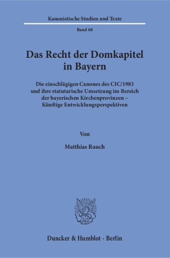 Cover: Das Recht der Domkapitel in Bayern