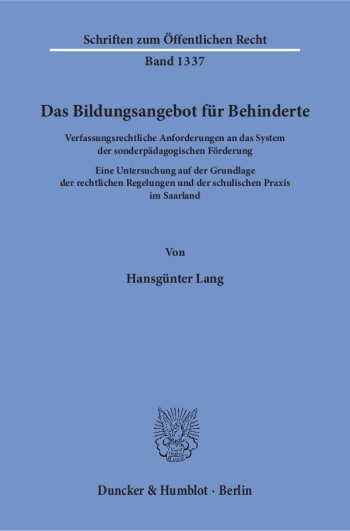 Cover: Das Bildungsangebot für Behinderte