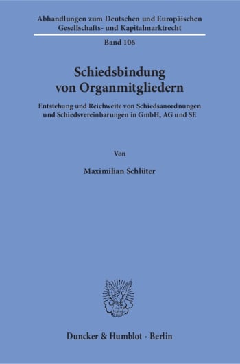 Cover: Schiedsbindung von Organmitgliedern