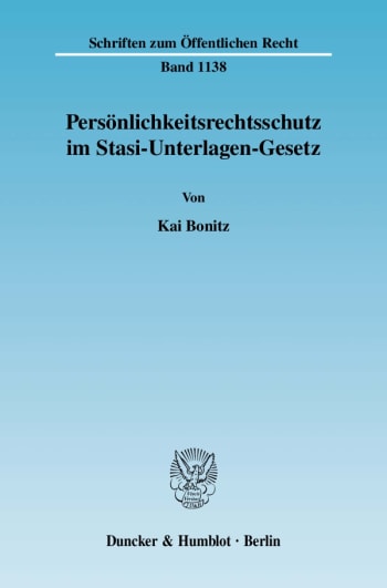 Cover: Persönlichkeitsrechtsschutz im Stasi-Unterlagen-Gesetz