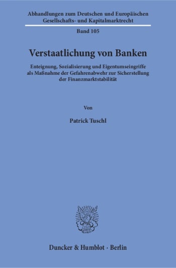 Cover: Verstaatlichung von Banken