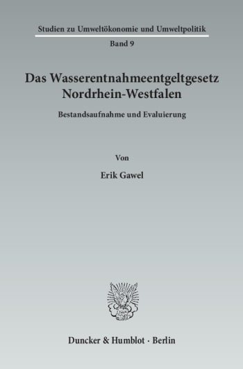 Cover: Das Wasserentnahmeentgeltgesetz Nordrhein-Westfalen