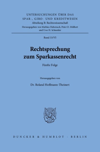 Cover: Rechtsprechung zum Sparkassenrecht