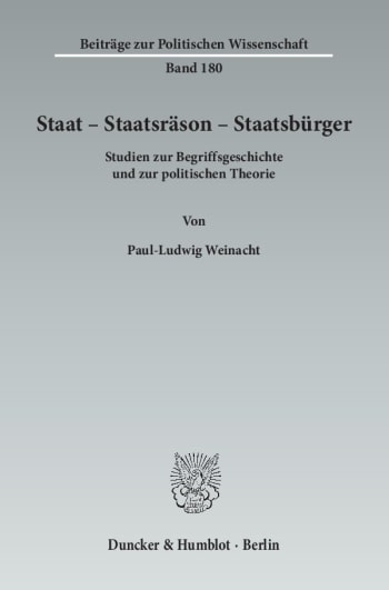 Cover: Staat – Staatsräson – Staatsbürger