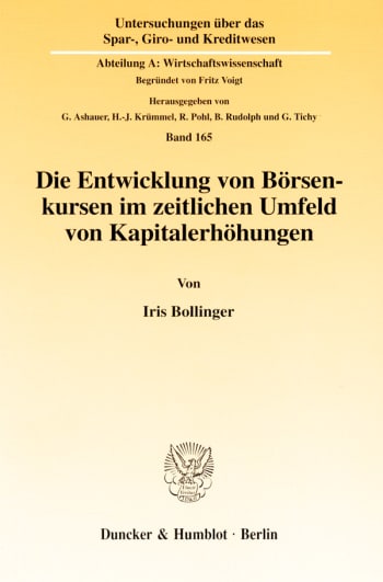 Cover: Die Entwicklung von Börsenkursen im zeitlichen Umfeld von Kapitalerhöhungen