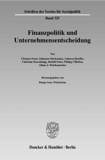 Cover: Finanzpolitik und Unternehmensentscheidung