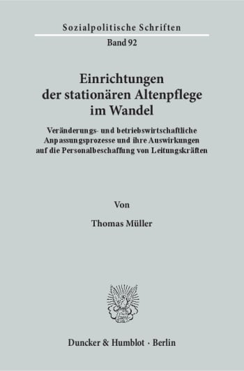 Cover: Einrichtungen der stationären Altenpflege im Wandel