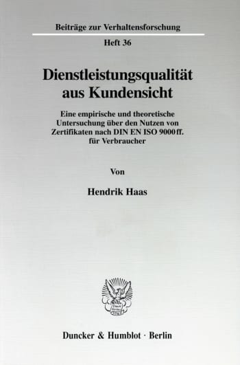 Cover: Dienstleistungsqualität aus Kundensicht