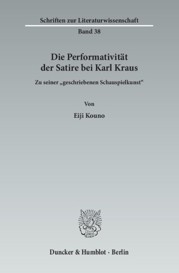 Cover: Die Performativität der Satire bei Karl Kraus