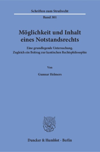 Cover: Möglichkeit und Inhalt eines Notstandsrechts