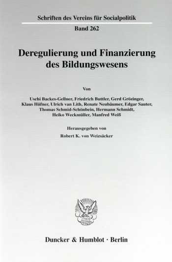 Cover: Deregulierung und Finanzierung des Bildungswesens