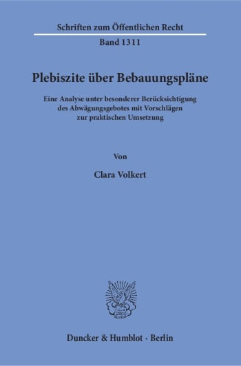 Cover: Plebiszite über Bebauungspläne