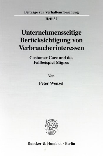 Cover: Unternehmensseitige Berücksichtigung von Verbraucherinteressen