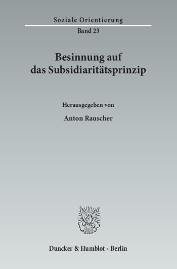 Cover: Besinnung auf das Subsidiaritätsprinzip