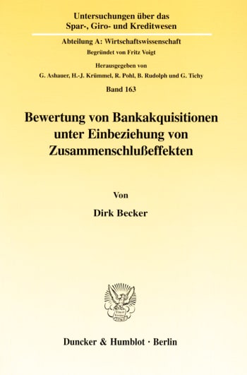 Cover: Bewertung von Bankakquisitionen unter Einbeziehung von Zusammenschlußeffekten