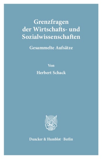 Cover: Grenzfragen der Wirtschafts- und Sozialwissenschaften