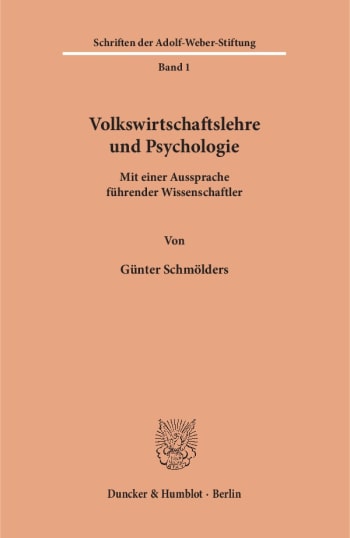 Cover: Volkswirtschaftslehre und Psychologie