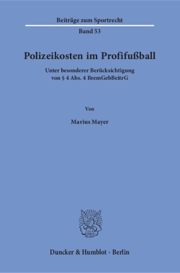 Cover: Polizeikosten im Profifußball