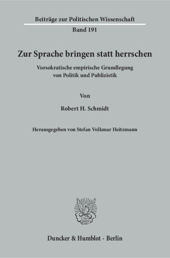 Cover: Zur Sprache bringen statt herrschen