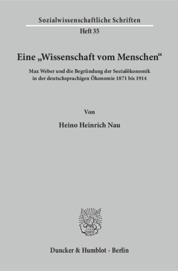 Cover: Eine »Wissenschaft vom Menschen«