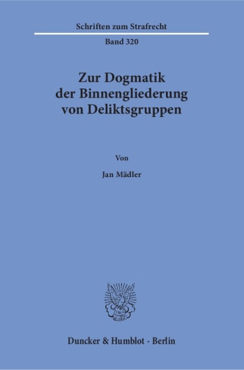 Cover: Zur Dogmatik der Binnengliederung von Deliktsgruppen