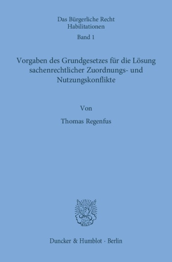 Cover: Vorgaben des Grundgesetzes für die Lösung sachenrechtlicher Zuordnungs- und Nutzungskonflikte