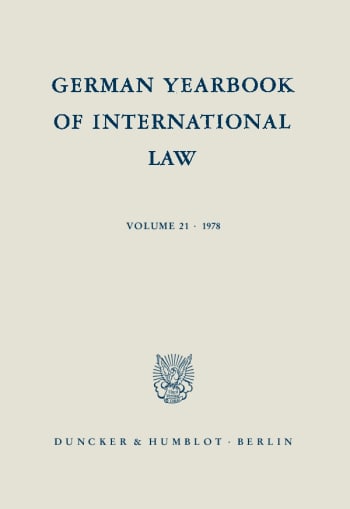 Cover: German Yearbook of International Law / Jahrbuch für Internationales Recht