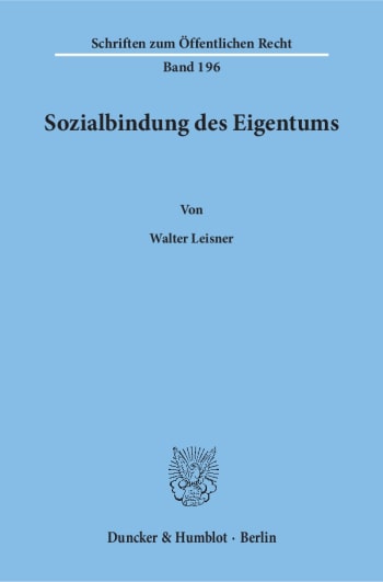 Cover: Sozialbindung des Eigentums