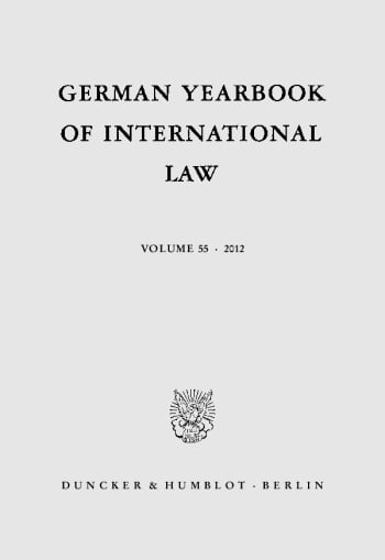 Cover: German Yearbook of International Law / Jahrbuch für Internationales Recht