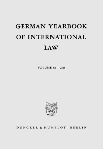 Cover: German Yearbook of International Law / Jahrbuch für Internationales Recht